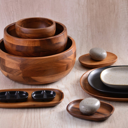 Medium round stackable bowl 19cm – Acacia wood