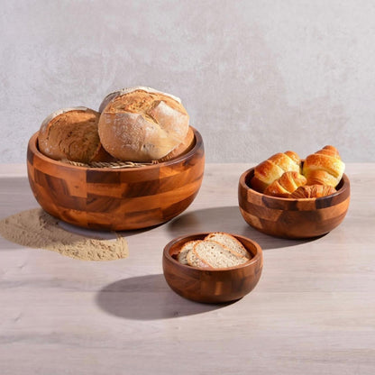 Medium round stackable bowl 19cm – Acacia wood