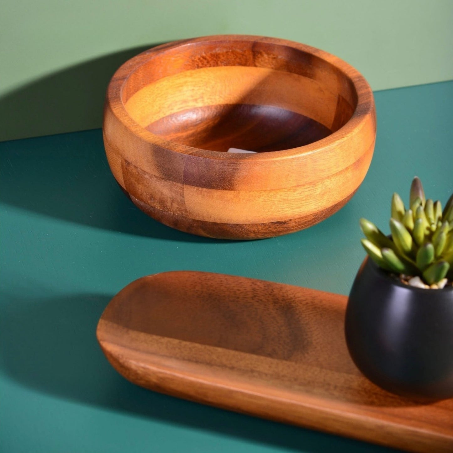 Medium round stackable bowl 19cm – Acacia wood