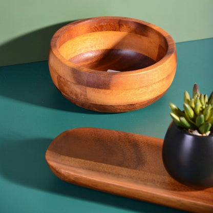 Medium round stackable bowl 19cm – Acacia wood