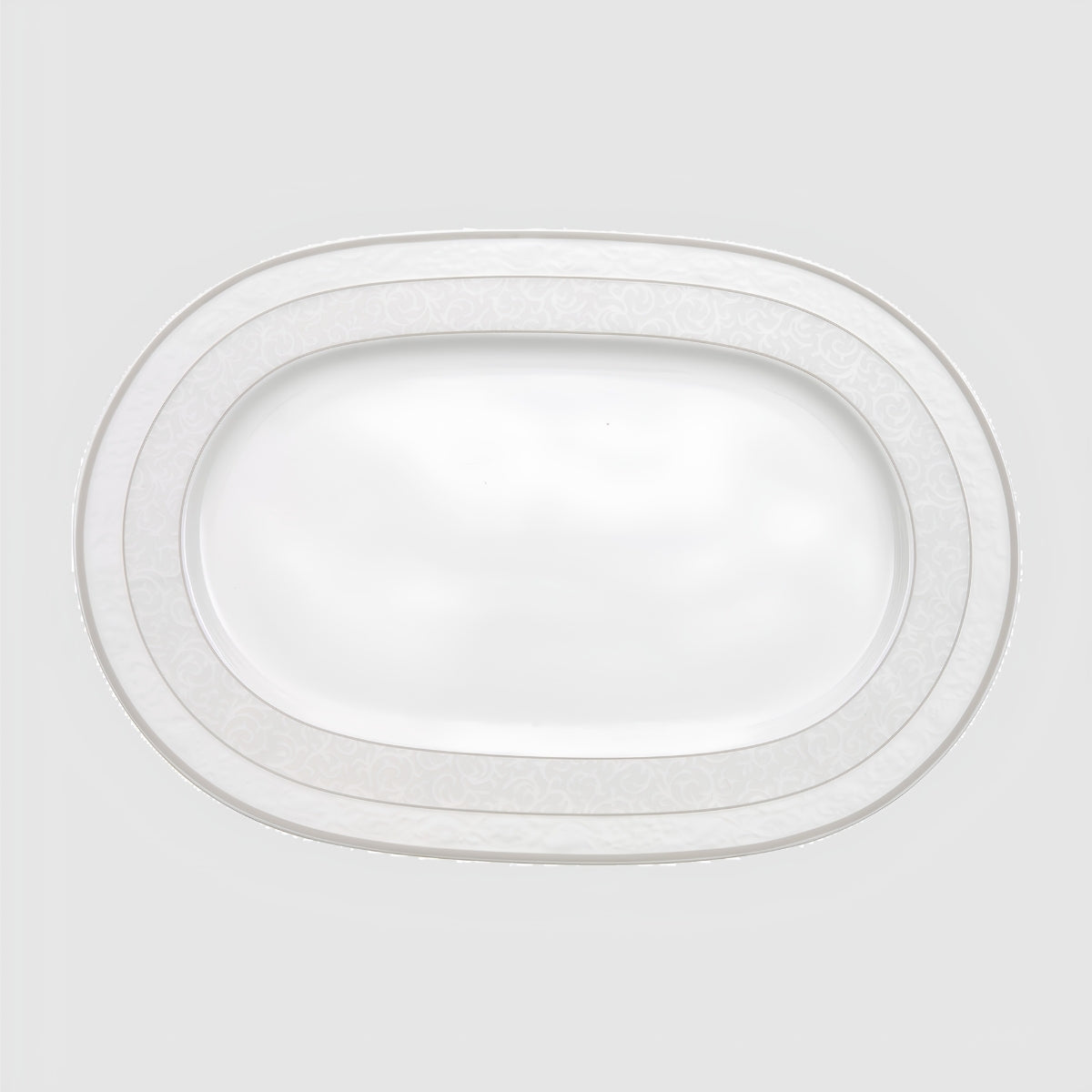 צלחת אובלית 35 ס״מ עם שוליים Gray Pearl