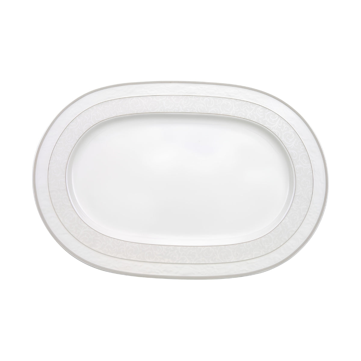 צלחת אובלית 35 ס״מ עם שוליים Gray Pearl